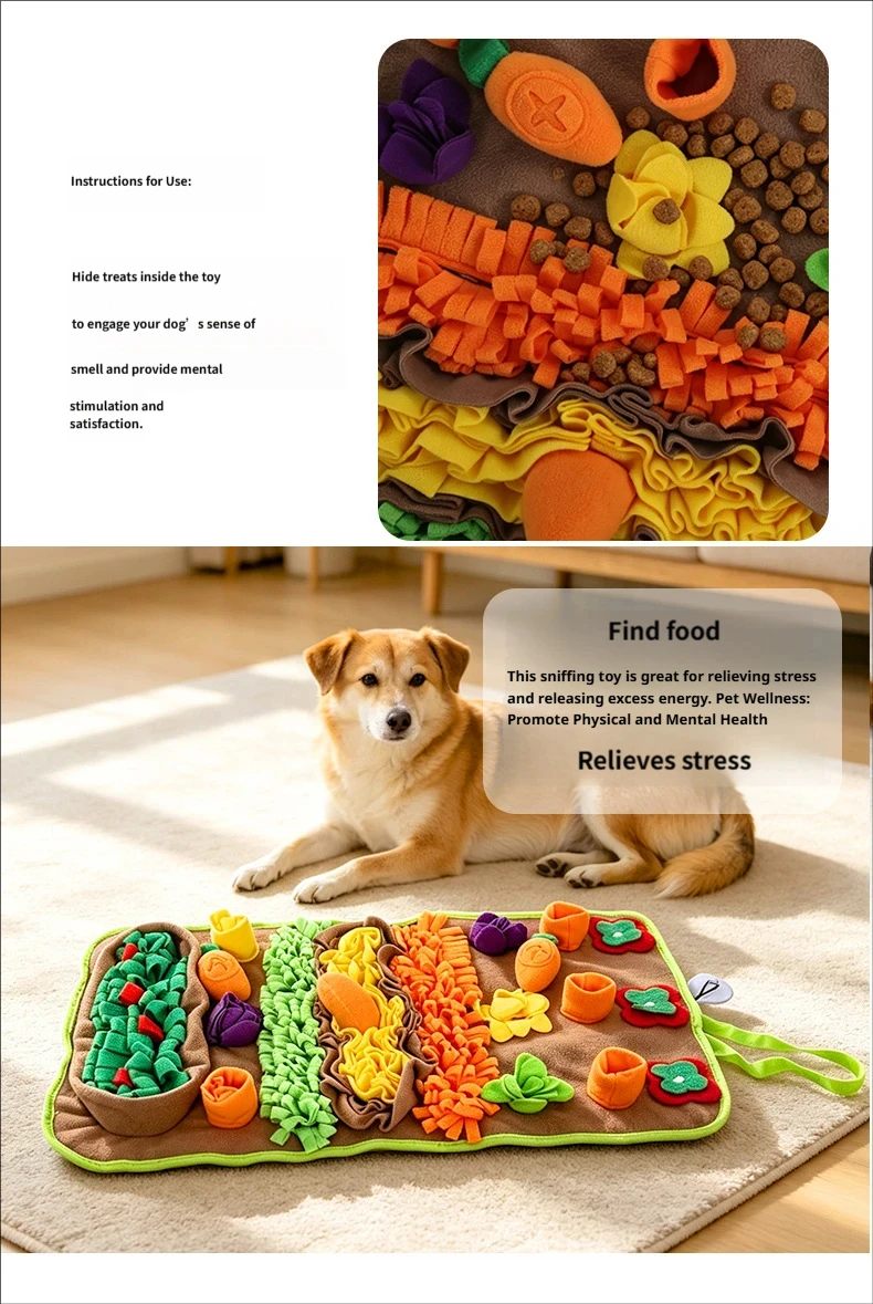 野菜園をテーマにした犬用嗅覚マット。おやつを隠して遊べる、知 - Snuffle Mat For Dogs Foraging Mental のレビューと価格