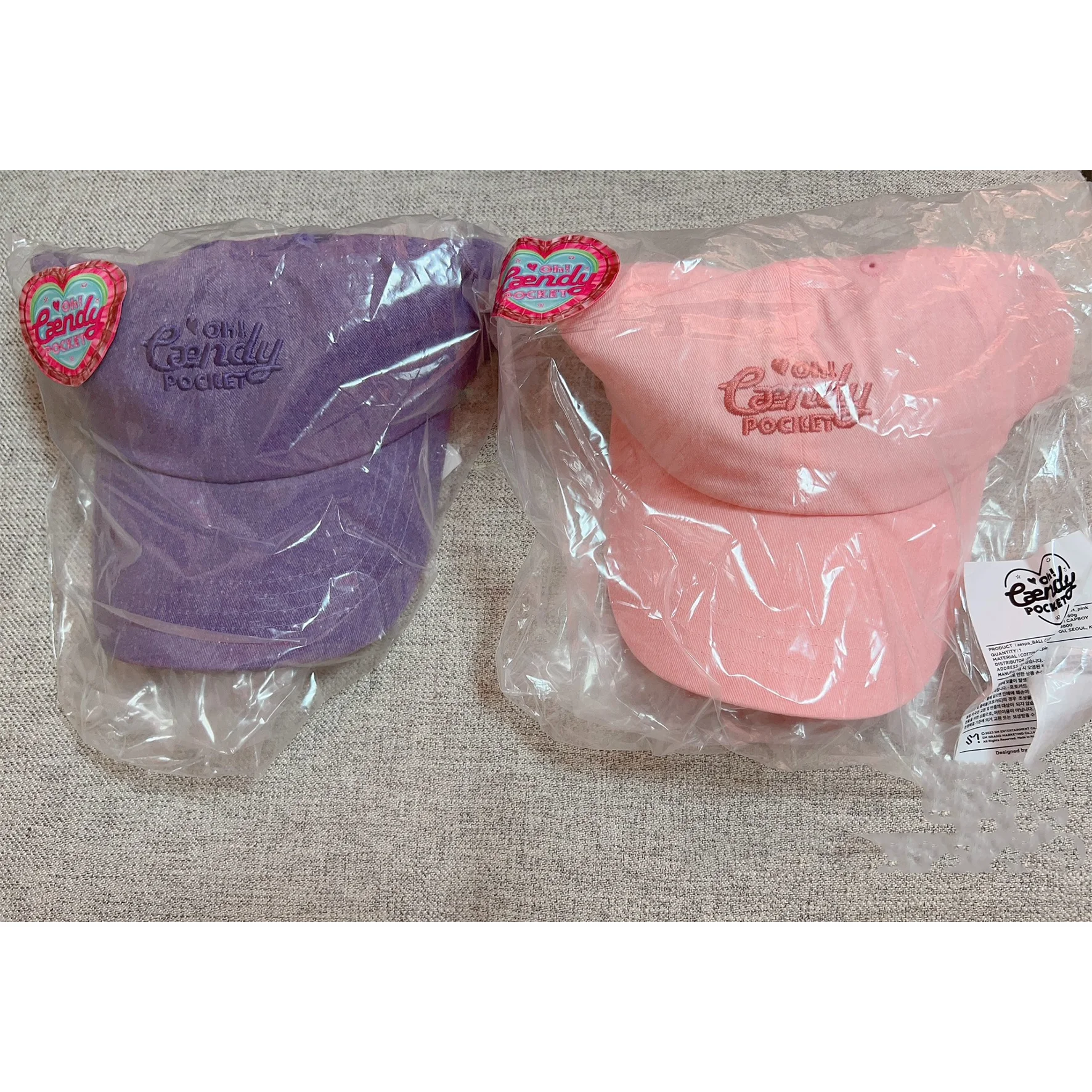 KPOP KARINA White Valentine's Day Baseball Cap Pink Purple Oh! Candy Pocket Letter Embroidery Hat WINTER GISELLE FANS Gifts