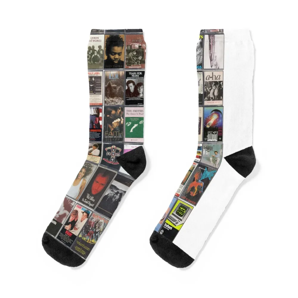 Music of the 1980s - 80's Album Cover Art Socks Stockings warm winter kids golf Socks Women Men's
