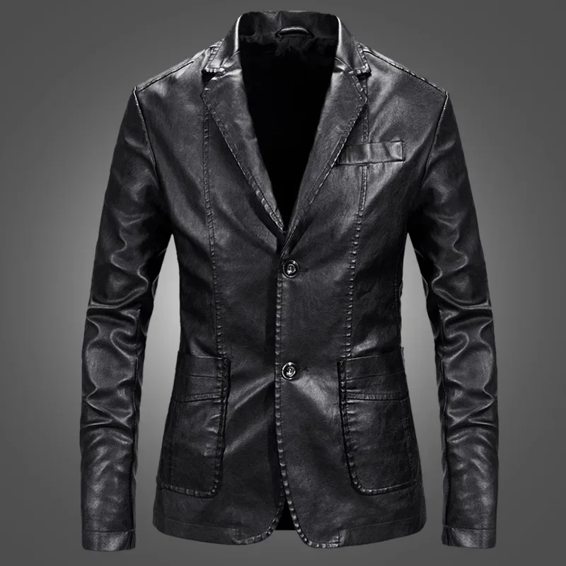 

PU Jacket Men Solid Color Leather Coat Jacket Casual Coats Motorcycle Biker Coat Leather Jackets Male Big Size 6XL