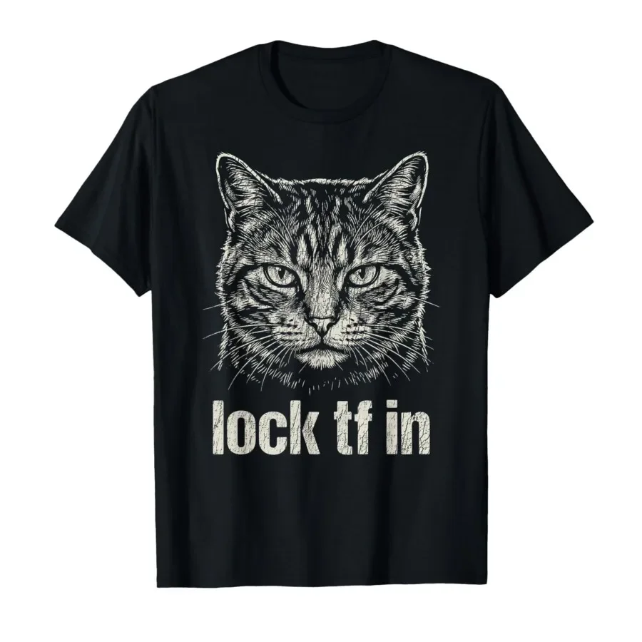 

Sarcastic Kitten Funny Lock TF in T-shirt For Men Women 100% Cotton T Shirts Short Sleeve Tops 0403-2