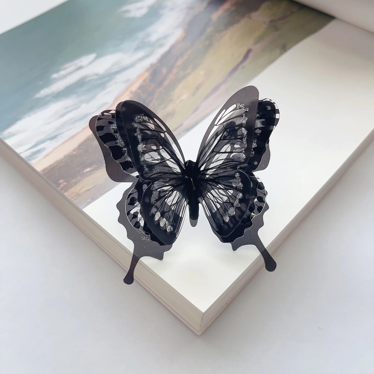 1 large black butterfly ring Female dark department Gothic style exaggerated personality fashion accessories ring can be adjuste