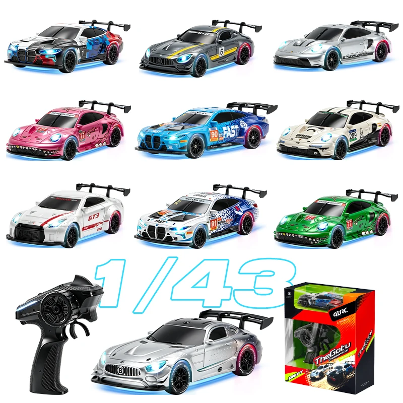 1:43 RC Drift Car APP Control 4WD Remote Control Racing Car LED Lights Full Proportions Desk Competition Car Model Toy Boys Gift