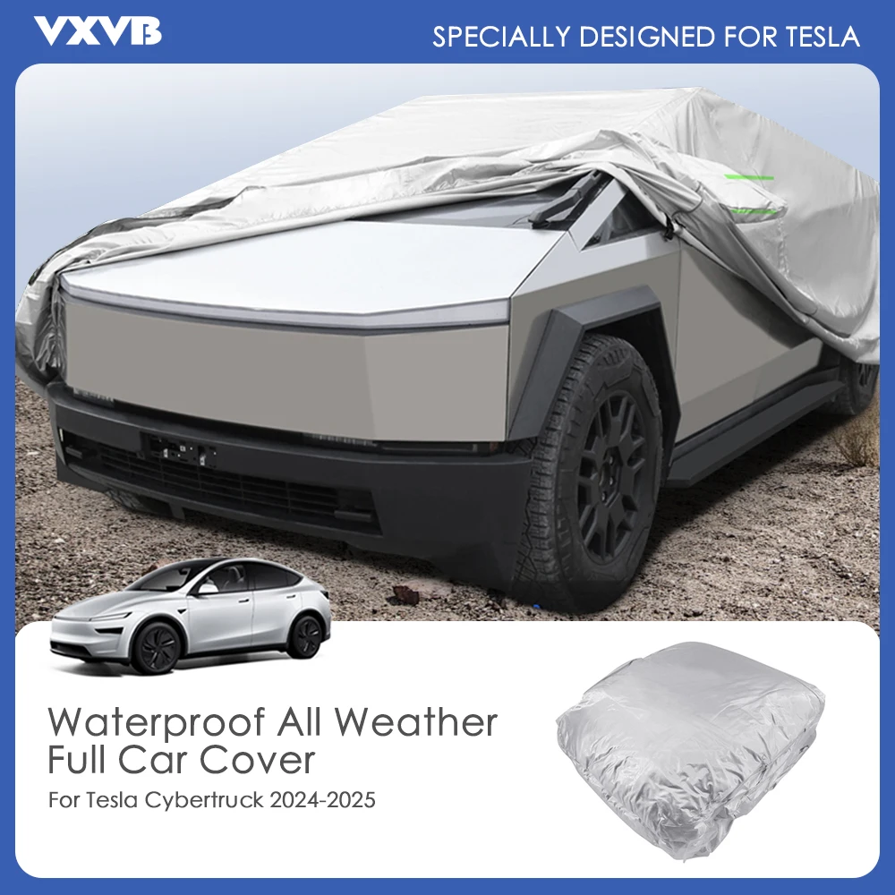 

For Tesla Cybertruck 2024 2025 Outdoor Protection Full Car Cover Snow Cover Sunshade Waterproof Dustproof Exterior Car Protector