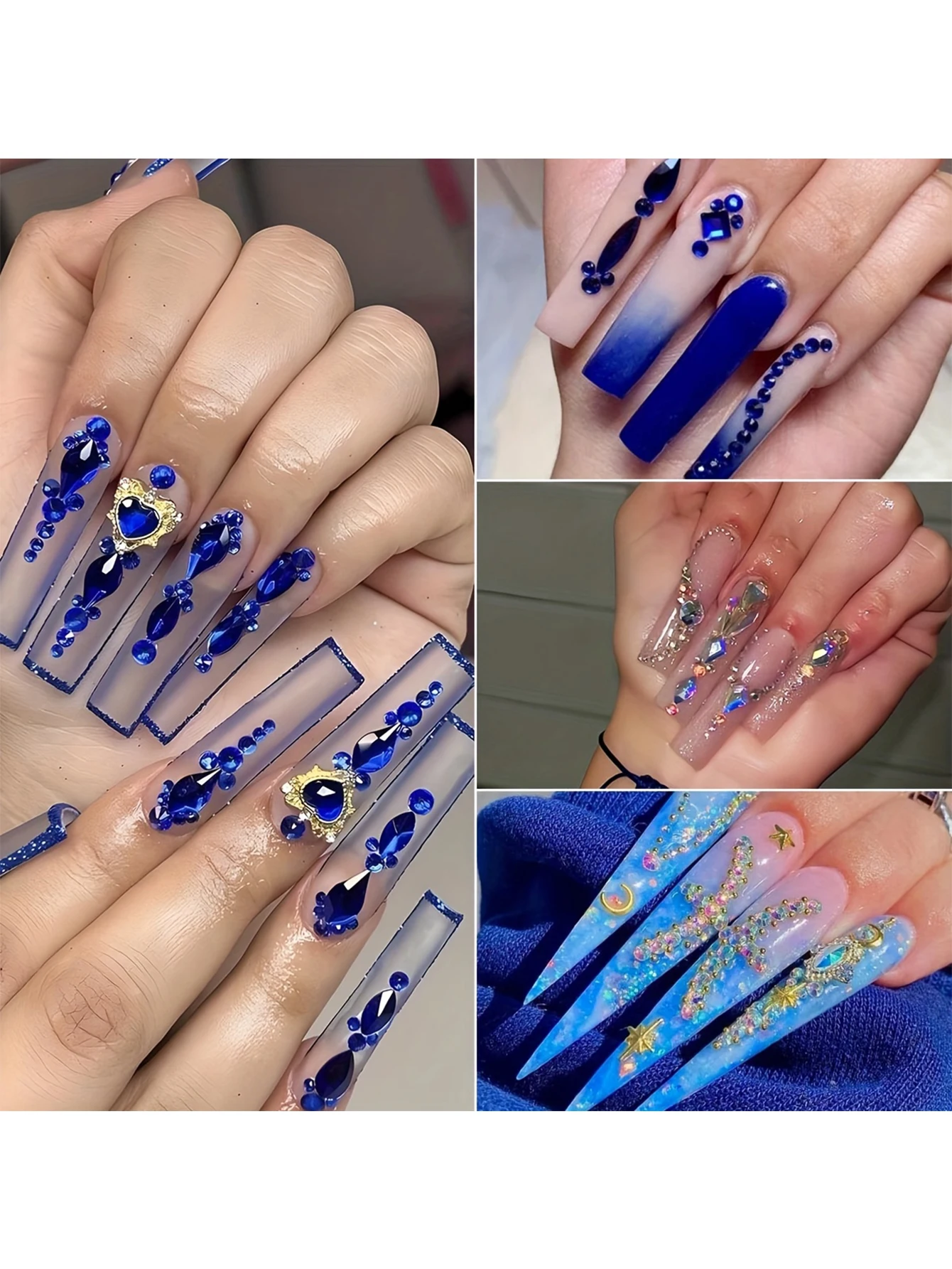 6BOX/12 grid set green water drop love white pink diamond nail art charm 3D shiny different size diamond jewelry flat bottom spe