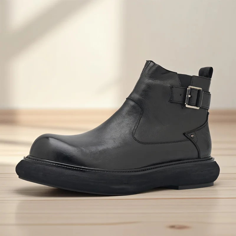 

2026 New Arrival Autumn Winter Retro Men's Zipper Boots Height-increasing Boots