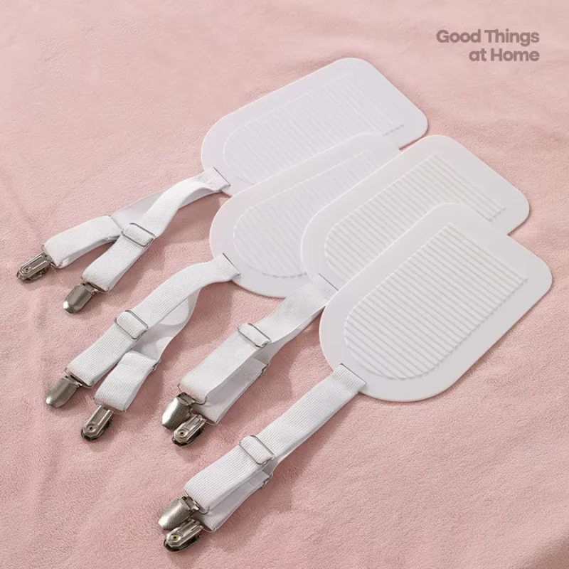 Set of 2 Adjustable Elastic Bed Sheet Holder Straps Fitted Bedding Clips Fasteners Keep Sheets Tight for Home Hotel