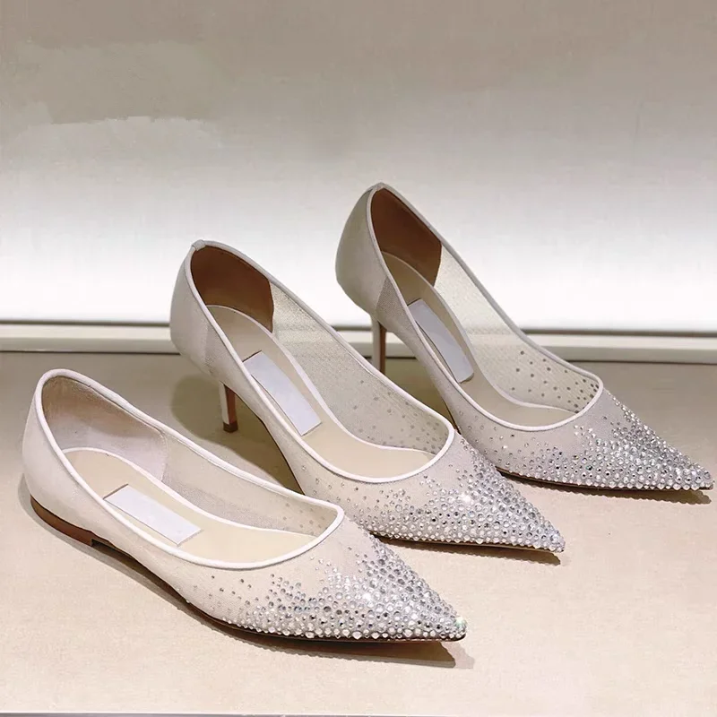 

2026 European and American Women's New Mesh Pointed High Heels Shallow Mouth Sexy Fashion Shoes