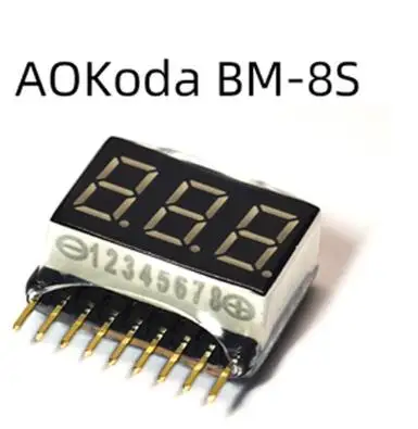 Indicador de voltaje de batería AOK-041, probador de batería 2 en 1 1-8S/5 en 1/1-6S Mini/2-6S con alarma de zumbador de bajo voltaje para modelos RC