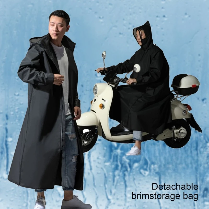 

Motorcycle Raincoat Women/Men Zipper Hooded Poncho Motorcycle Rainwear Long Style Hiking Environmental Rain Jacket XL/XXL