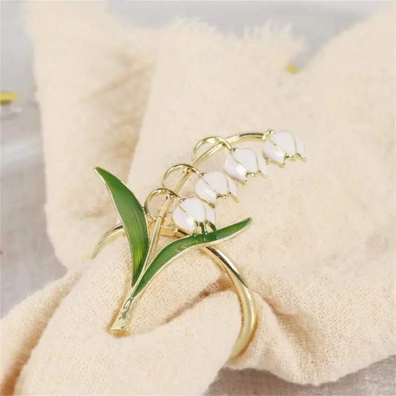 Set Of 6 Elegant Alloy Flower Napkin Rings Perfect For Formal Dinner Parties 55KF