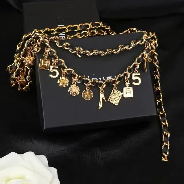 Medieval Multi-layers PU Leather Metal Chain Tassel Belts Bodychains