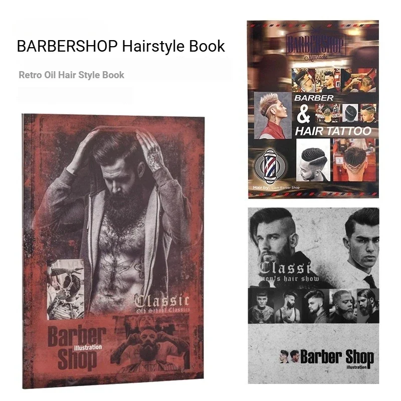 Barbershop Hairdressing Design illustration Album Fashion Men's Hair Magazine Atlas Vintage Barber Shop Books Painting Tools