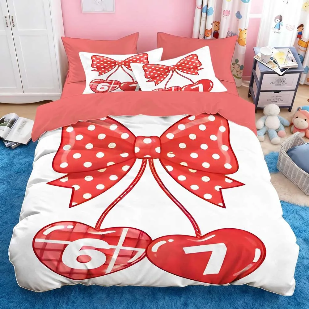 Exquisite Six Seven Brick Character 67 Duvet Cover Pillowcase Bedding Set 2/3 Piece Set Kids Boy Girl Student Dormitory Gift
