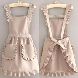 1Pcs Cute Korean Style Apron Female Nail Shop Kitchen Coffee Overalls Home Cooking Cleaning Sleeveless Apron Dropshipping