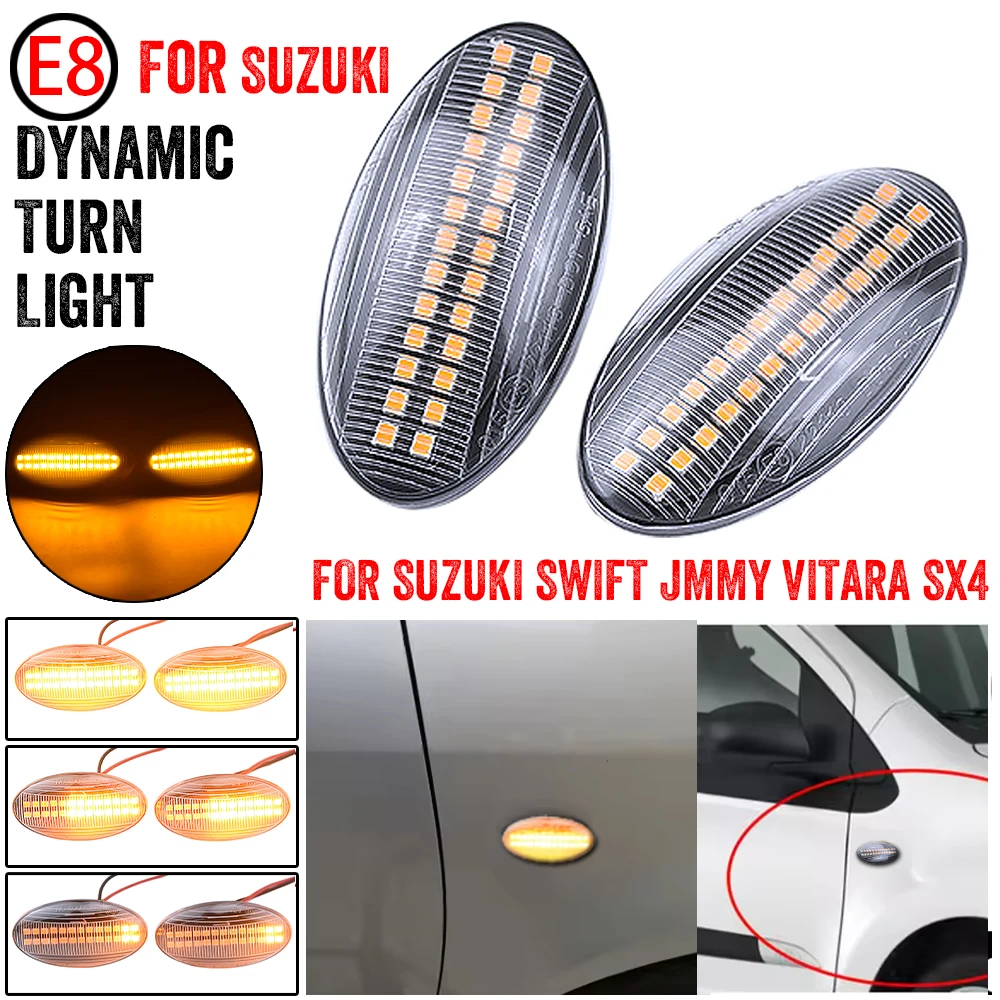Fit For Suzuki Grand Vitara JT Splash EXB22 Swift MZ/EZ Jimny 2pcs Dynamic LED Side Marker Turn Signal Light Indicator Repeate