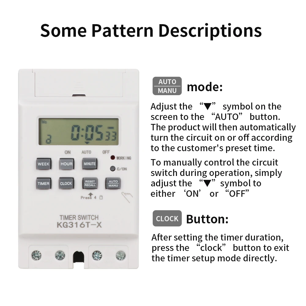 TNCE 30A 220V Programmable Digital Time Switch Relay Timer Control for Street Lights Advertising Boards Water Pumps