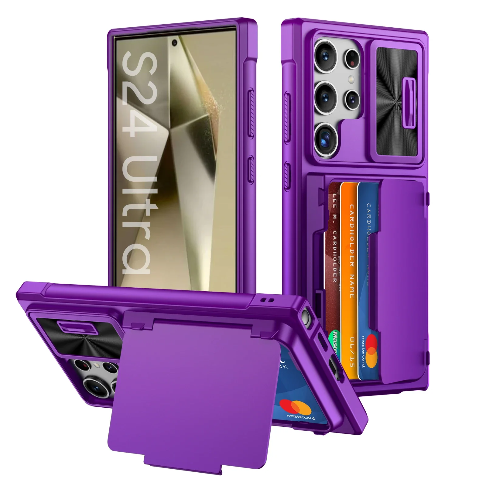 

for Samsung S24 Ultra Phone Case,with Camera Case Holder,RFID Shilding,Full Coverage TPU,Suitable for Man and Woman-Purple