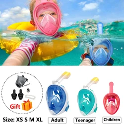 Underwater Snorkeling Full Face Diving Mask Children Swimming Mask Set Scuba Dive Mask Kid Anti-Fog Anti-Leak Swimming Goggles