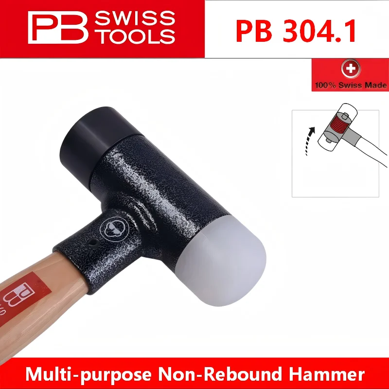 Marteau d'ingénieur sans rebond PB Swiss Tools PB 304.1/2 22"/27" avec manche en noyer, marteau industriel multifonction