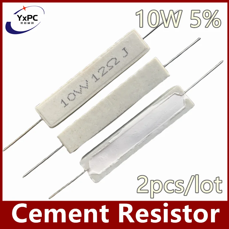 Resistencia de potencia de resistencia de cemento, 10W, 5%, 0,1 ~ 10K, 0.1R, 0.33R, 0.5R, 1.2R, 1.8R, 3R, 3.3R, 3.9R, 4.3R, 6.8R, 51R, 68R, 75R, 82R, 100R, 2 uds.