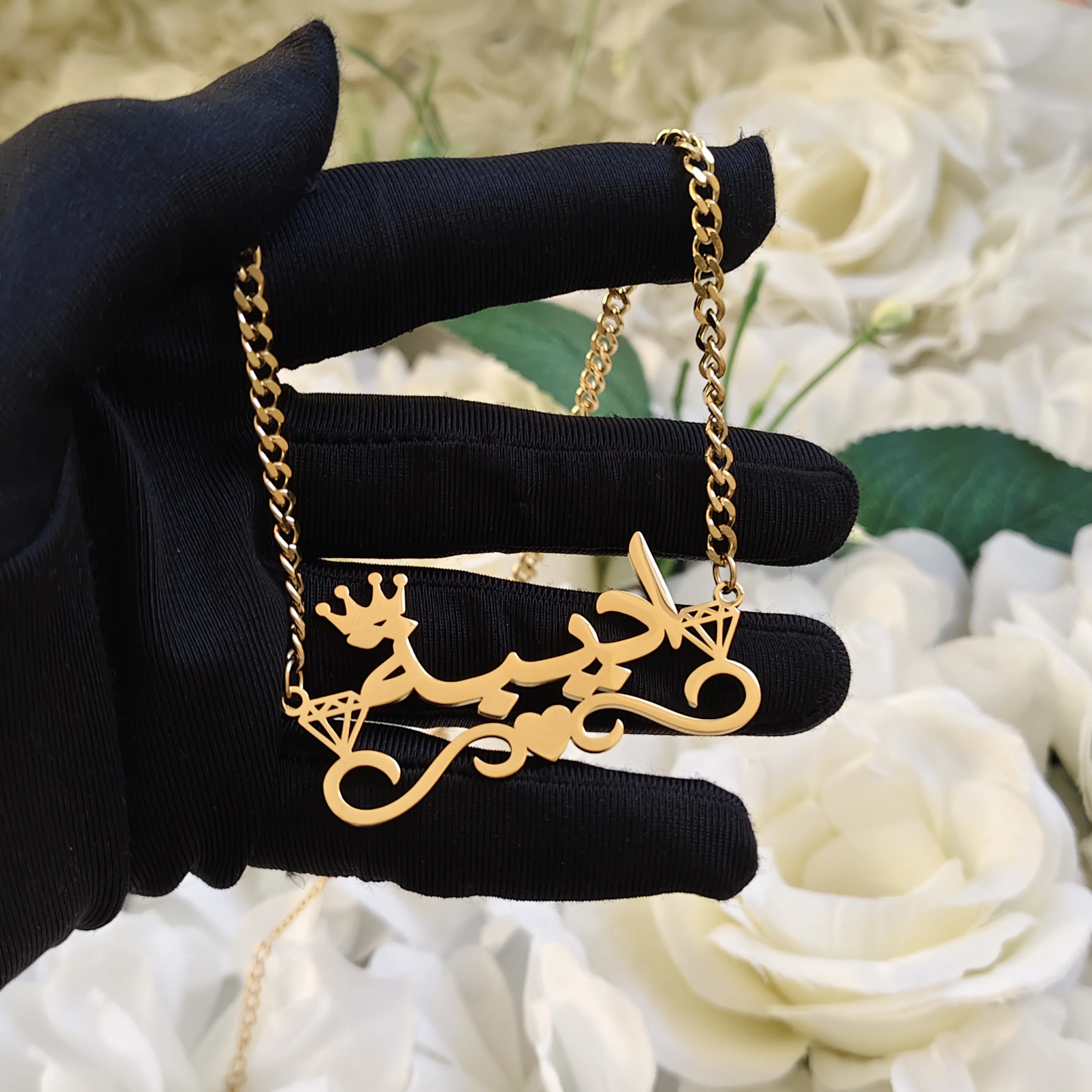 

DHQH New Customized Name Arabic Necklace Personalized Letter Arabic Pendant Necklace Birthday Gift Manufacturer Direct Sales