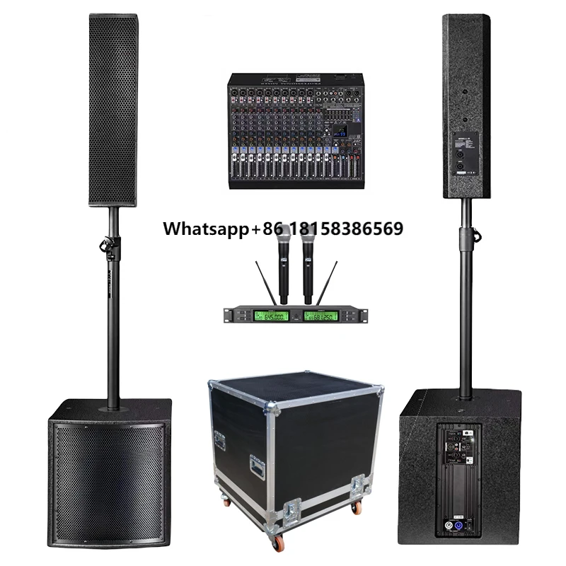 

Hot Item Column Array Speaker With 12 Inch Active Subwoofer Powered Bass Party Theater Wedding Active Column Speaker PA System