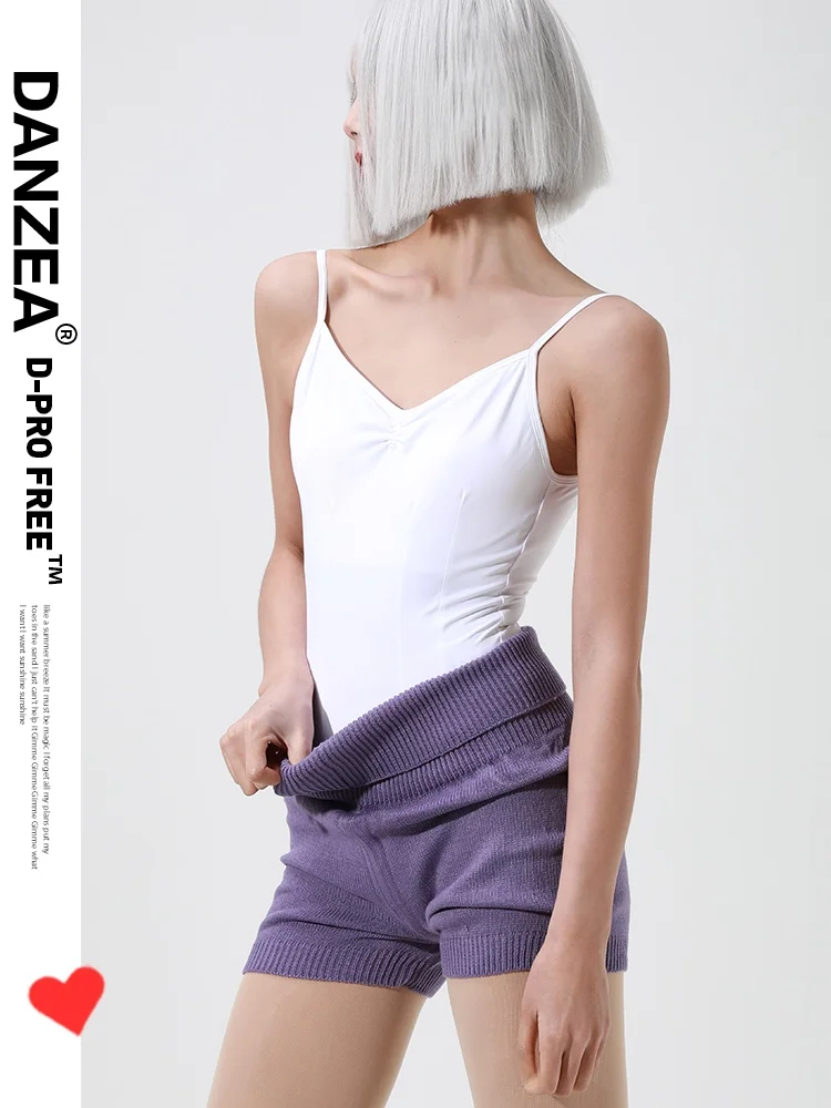 سروال رقص باليه دافئ محبوك من دانزيا، ملابس تدريب قصيرة للنساء للرقص، بدلة تدريب للرياضيين، ملابس رقص حديثة