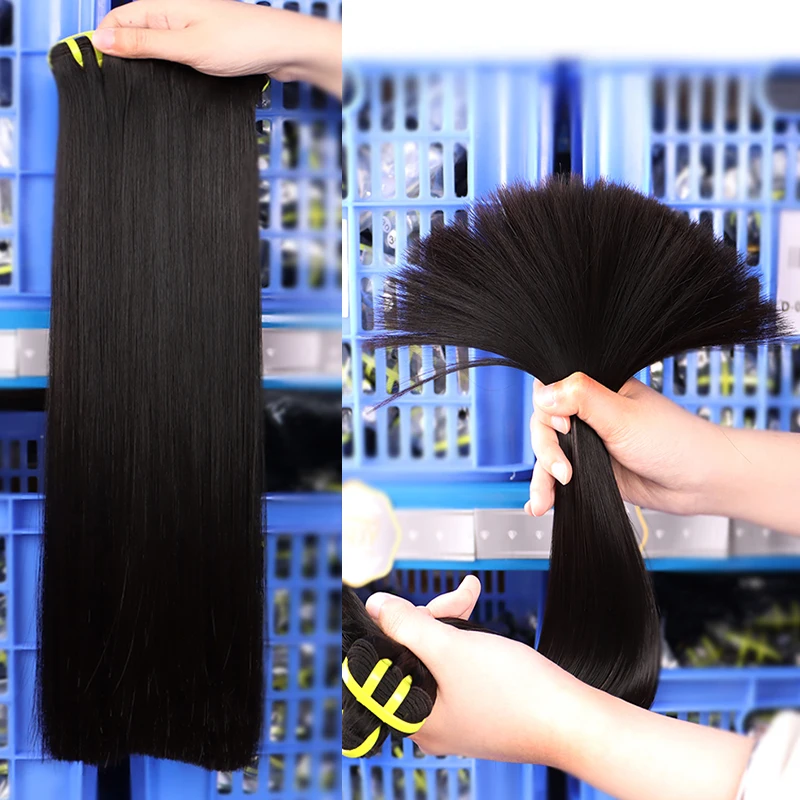 Double Drawn STRAIGHT Human Hair Bundles 10-30 นิ้ว 100% ที่ยังไม่ได้ดิบผมเวียดนามกระดูกตรงผมส่วนขยาย