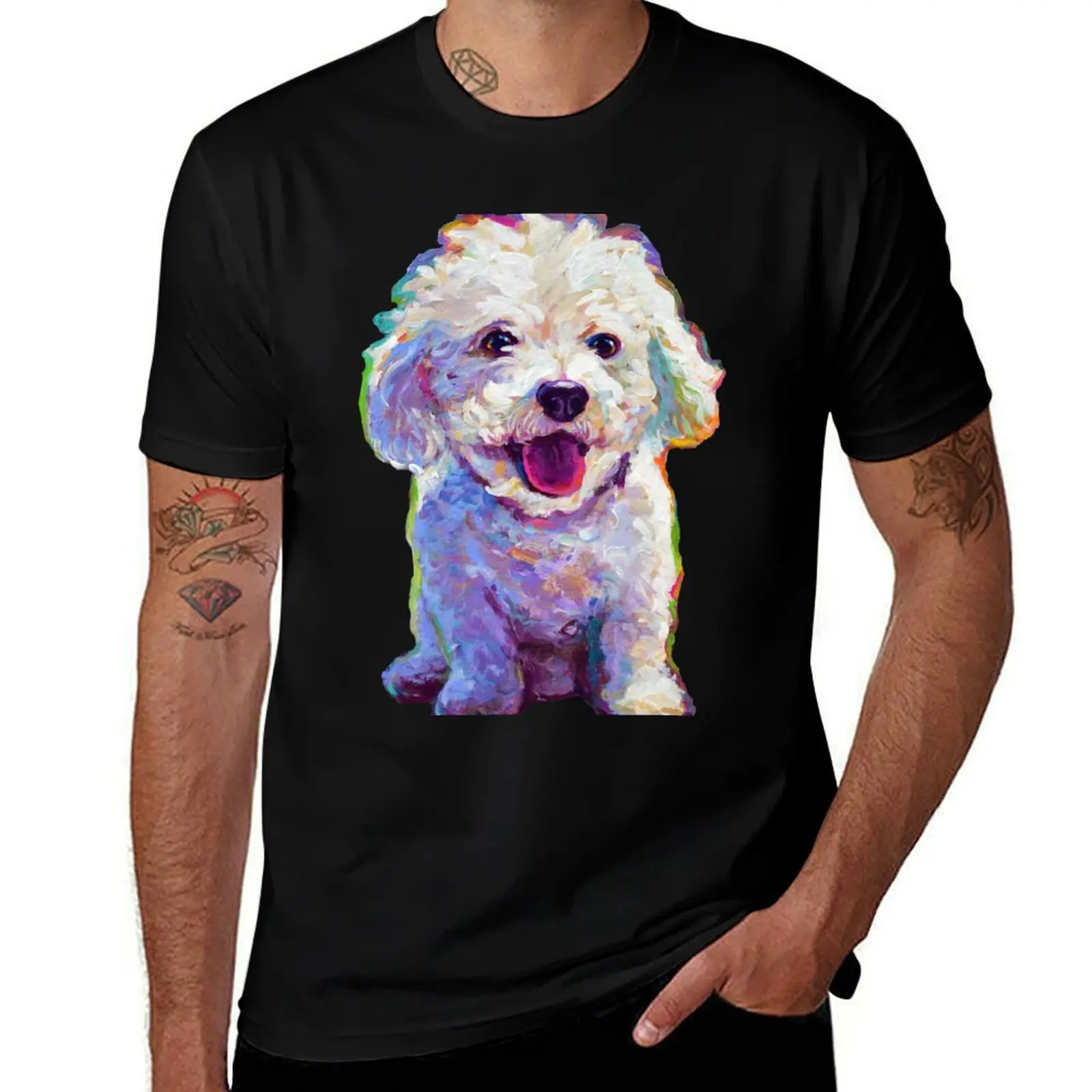 

Cute Bichon Frise by Robert Phelps T-Shirt man t shirt cotton high quality men t shirt cotton 100% T-Shirt