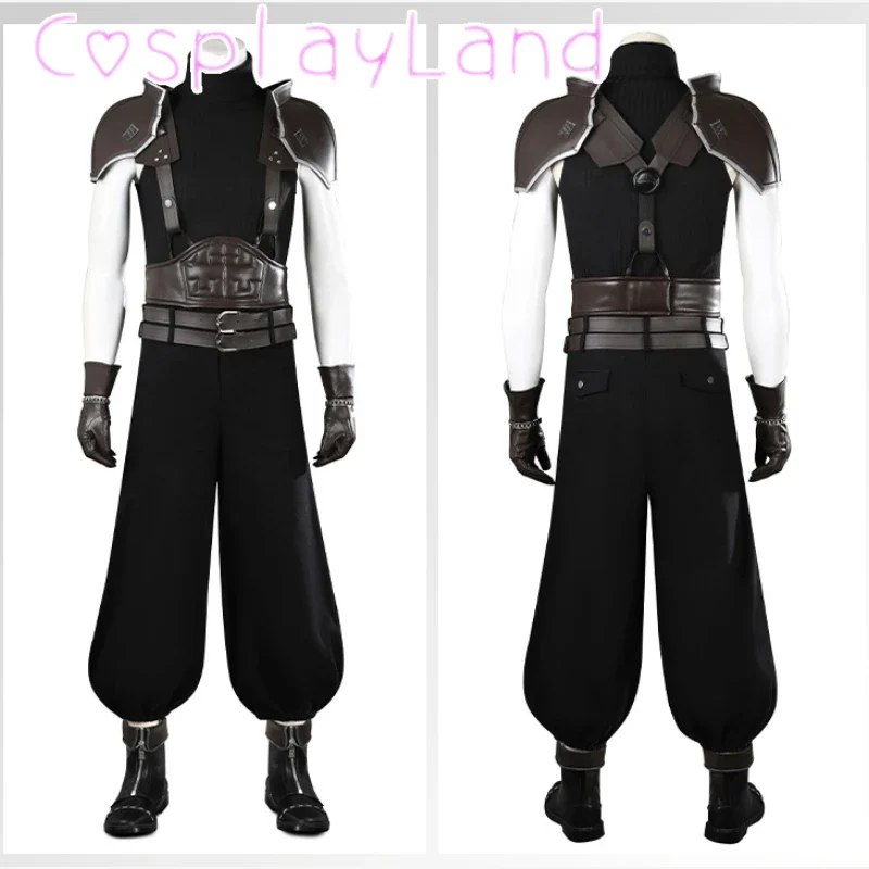 

FF Rebirth Zack Fair Cosplay Costume Black Outfit With Accessories Shoes Zack Carnival Halloween Comic Con Role Play Men Suit