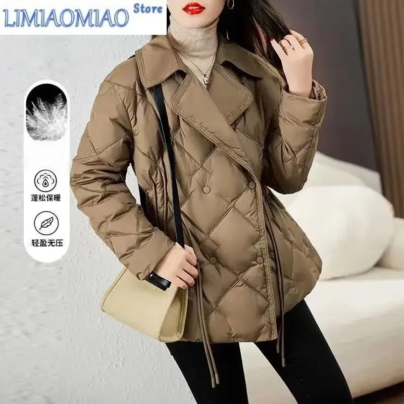 New Suit Collar Light Thin Down Cotton Jacket Women's Short Fitting Popular Fashion Quilted Winter Jacker Padded Cotton