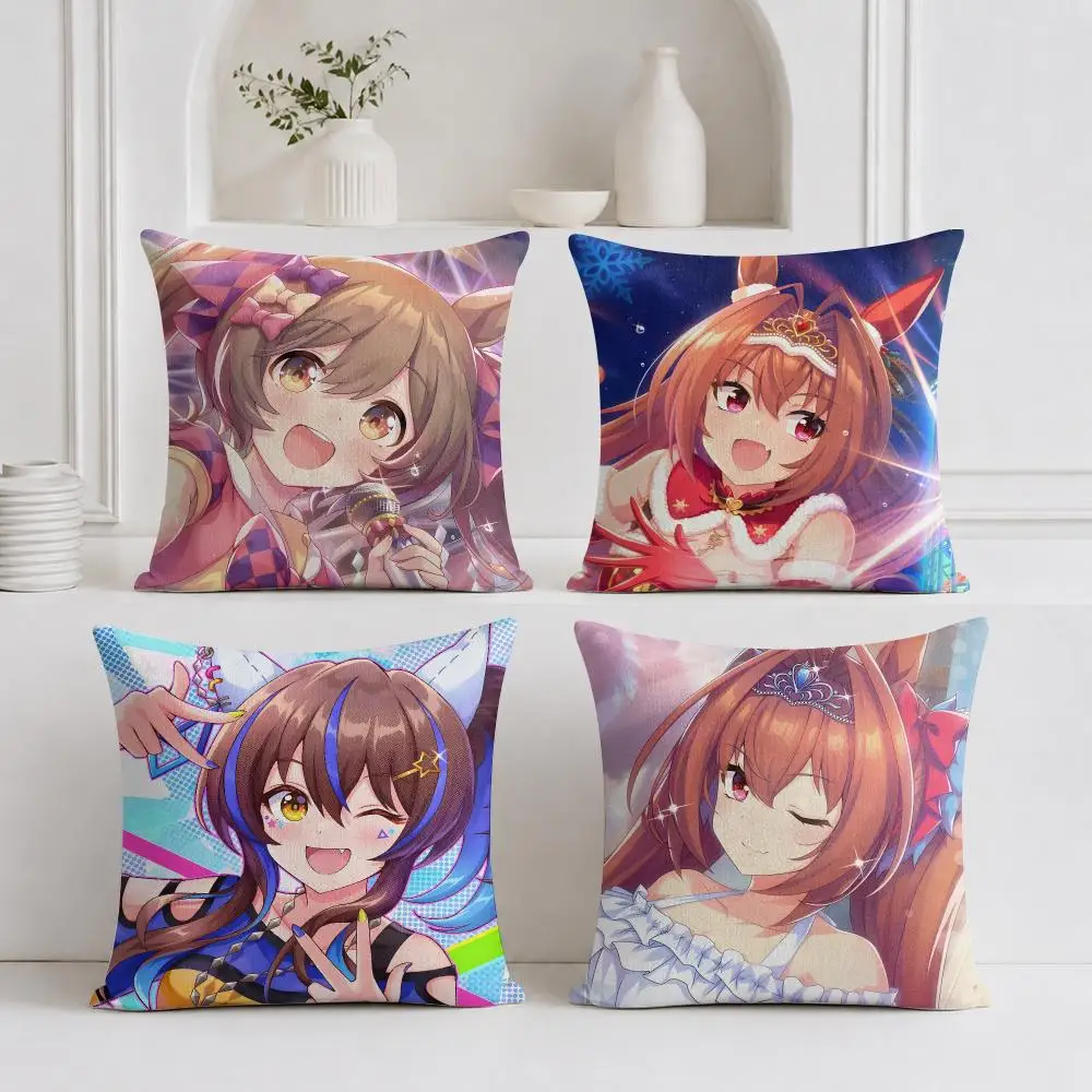 U-Uma M-Musume Pretty Derby Cushion Cover Plush Fabric Soft Double-Sided Printed Sofa Warm Winter Home Gift Pillow Cover