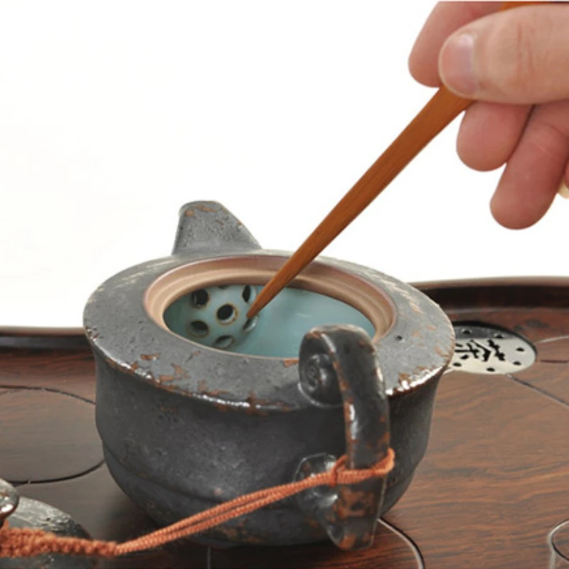 Juego de utensilios para ceremonia del té, juego de cucharaditas de bambú, aguja de té, pinzas de té, Clip, colador, tubo Tong, accesorios de té de madera, 5 piezas por juego