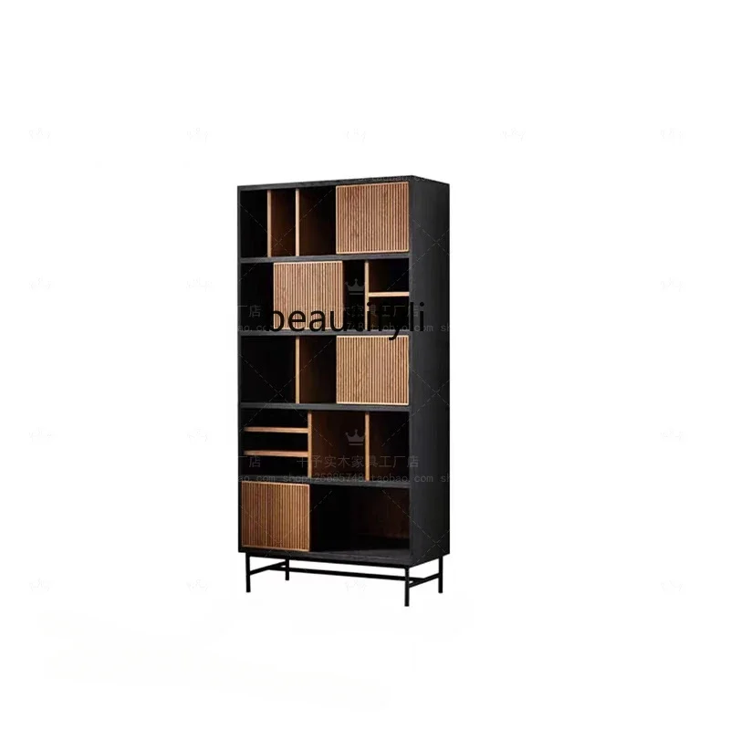 

American Country Simple Nordic Retro Vertical Color Matching Silent Style Living Room Display Curio Cabinet Display Bookcase