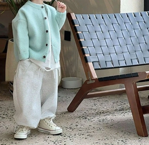 

Kids Spring Autumn Cardigan 2025 New Korean Fashion Casual Daily Solid Color Knitted Coat Boys All-match Blue Knitwear