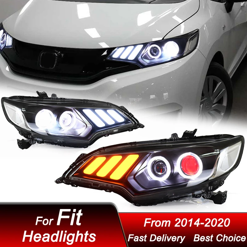 تصفيف السيارة المصابيح الأمامية لهوندا صالح GK5 2014-2020 موستانج نمط كامل LED الجمعية ترقية عدسة العارض اكسسوارات عدة