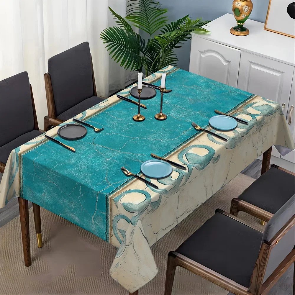 Elegant Vintage Motif Printed Tablecloth, Sophisticated Table Cover for Dining, Coffee Table, and Festive Party Decor