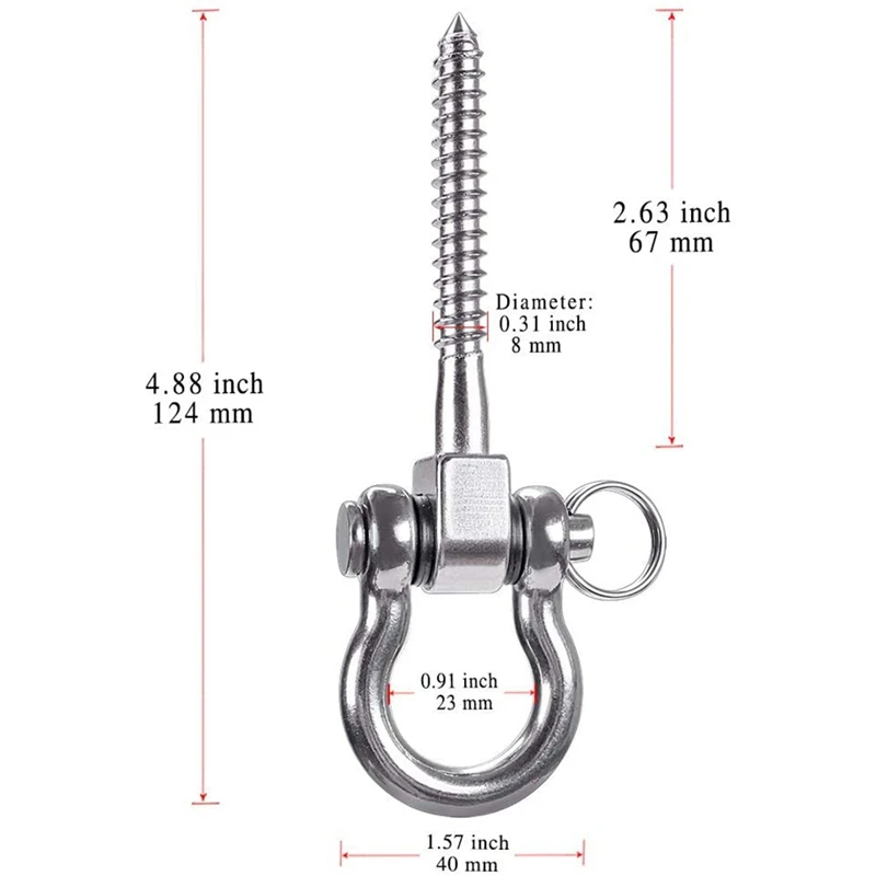 2 sztuk 304 stal śruba stalowa uchwyt Heavy Duty 180 ° huśtawka wieszaki hamak do jogi krzesło Sandbag sprzęt zestawy huśtawkowe