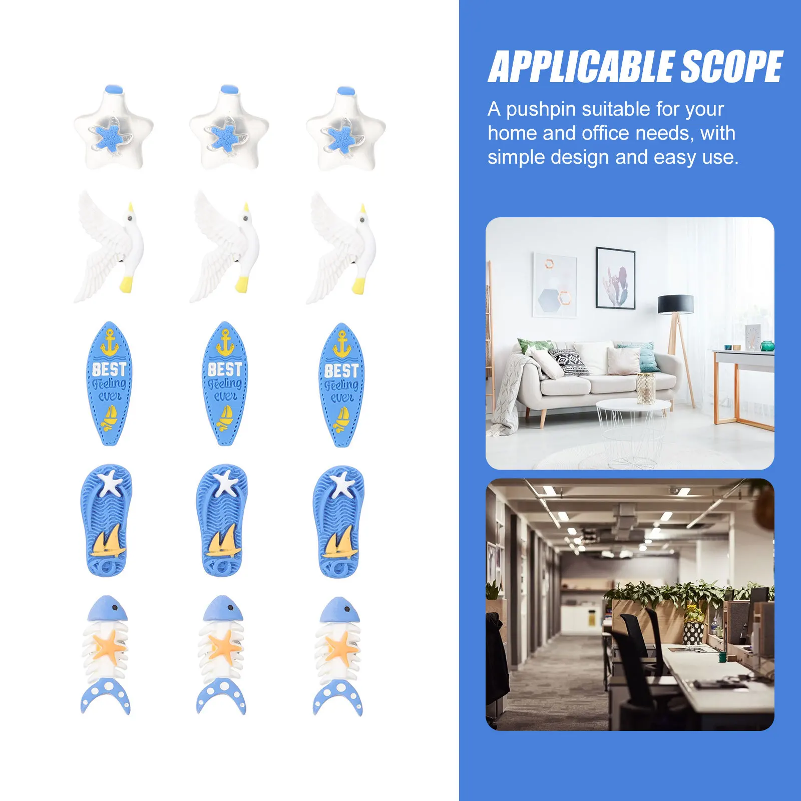 30 قطعة موضوع البحر دفع دبابيس المدمجة متعددة الاستخدام المسامير للمنزل مكتب لوحة الفلين خريطة علامات اللوازم اليومية مكتب عمل الملحقات