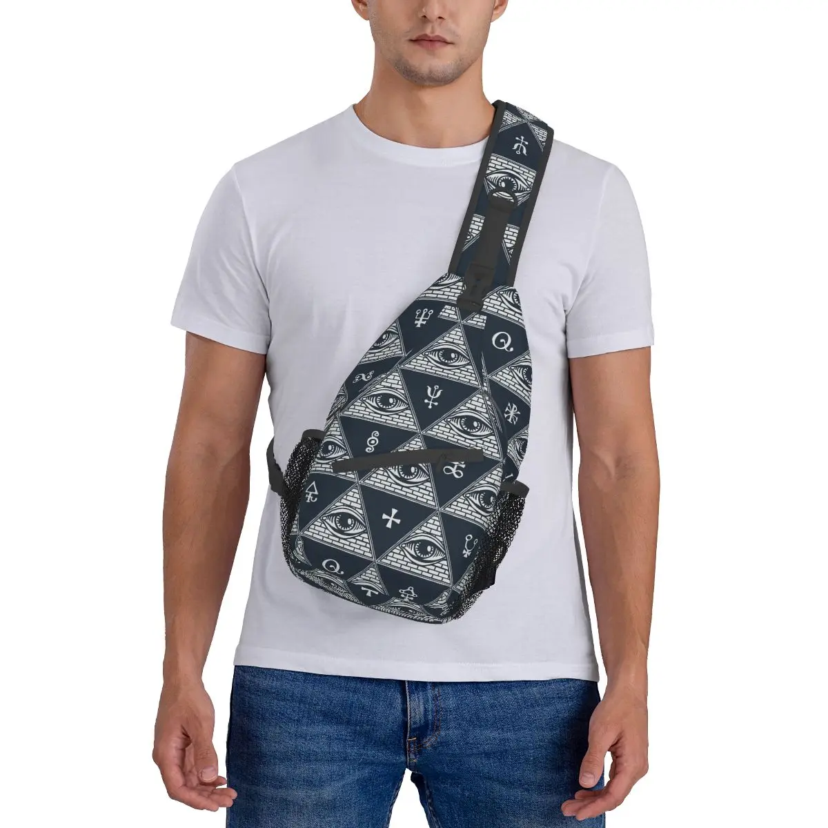 Freemasonry Crossbody กระเป๋ากีฬาสัญลักษณ์อิฐกระเป๋าคาดหน้าอก unisex ผู้หญิงผู้ชายสะพายไหล่แฟชั่นเป้เดินทาง