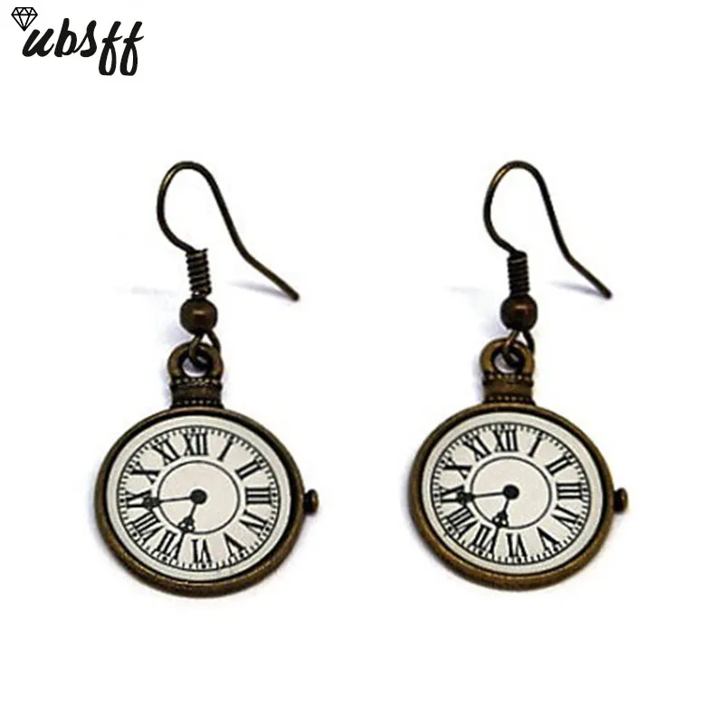 1pair Retro  Antiqued Bronze Tone Pocket Watch Charms Pendants 18x23.5mm Earrings