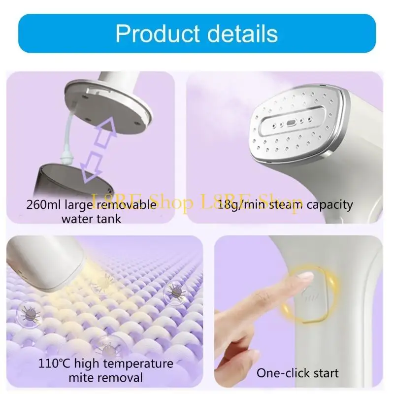 L8RE Efficient Garment Iron Travel Steamer Handhelds Fabric Iron Easy to Use