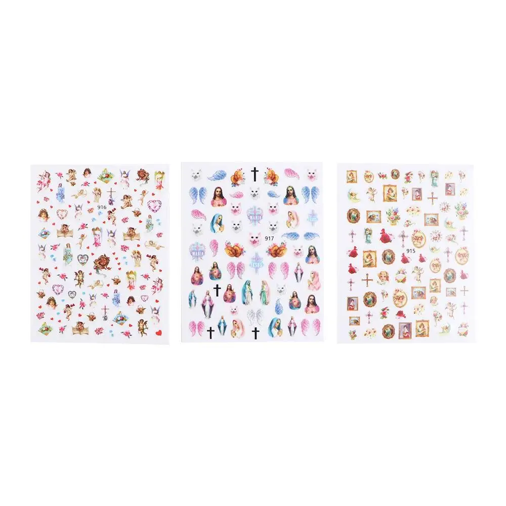 Self Adhesive DIY Flower Back Glue Heaven Mary Angel Nail Stickers Nail Decals Manicure Tools Nail Art Decorations