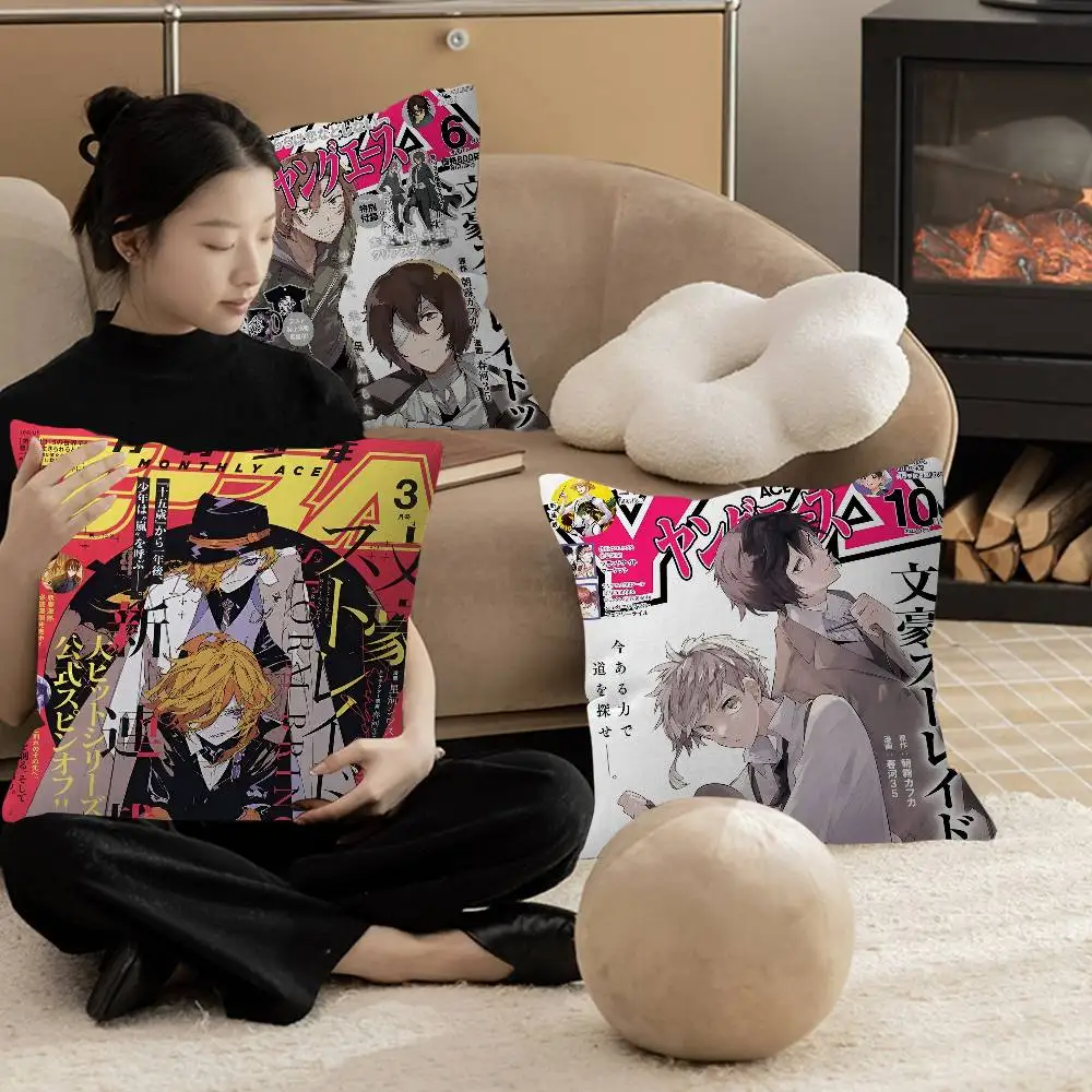 Japanese Anime Bungo Stray Dogs Cushion Cover Decorative Pillow Sofa Home Decor Case Pillow Cases
