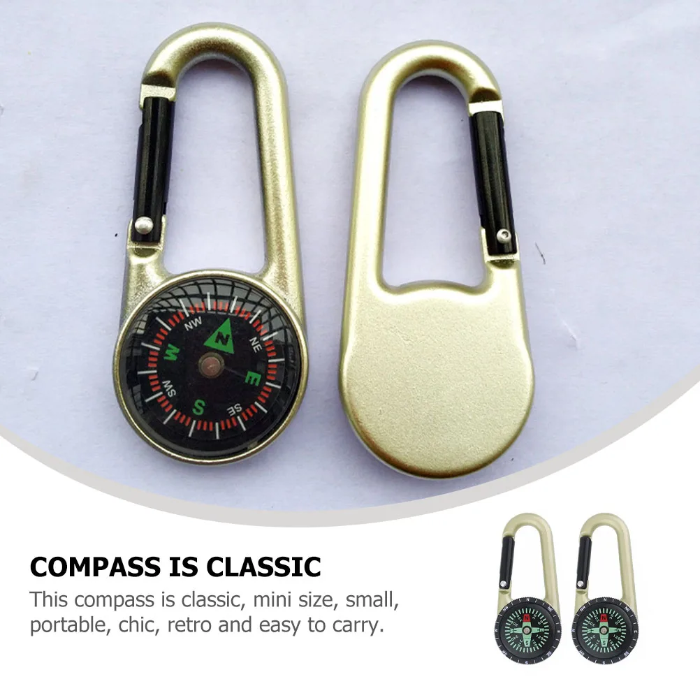 

2pcs Quick Release Mini Compass Carabiner For Hiking Climbing Outdoor Survival Belt Hook Keychain Pendant Alloy Hanging Compass