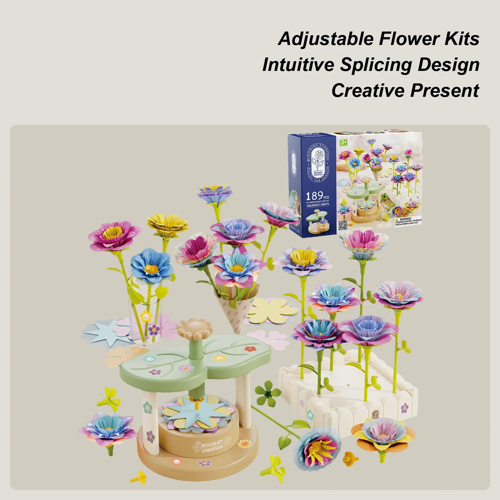 

Fabric Bouquet Toy, Handmade Flower Craft Set, for Kids Ages 4-8, Educational Activity Flower Making Set Toy for Preschoolers