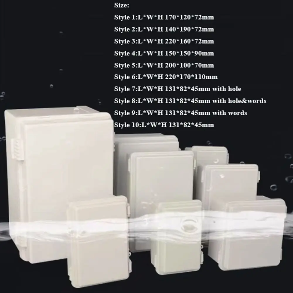 IP67 Electrical Junction Box Enclosure With Hasp White Outdoor Sealed Switch Power Case Plastic Waterproof Distribution Boxes