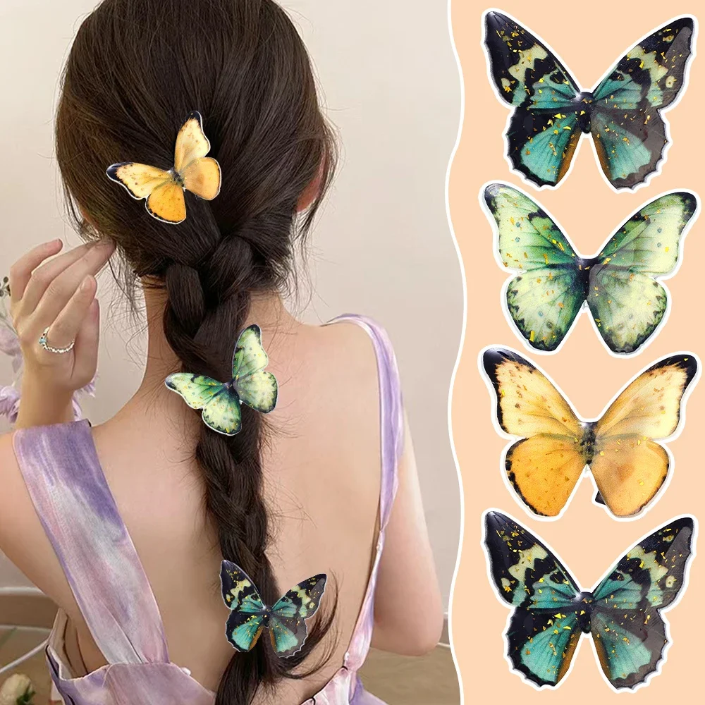 Elegant 3D Butterfly Hairclip Movable Butterfly Shaped Hair Clips Girls Sweet Hair Decorate Hairpin Headband Hair Accessories