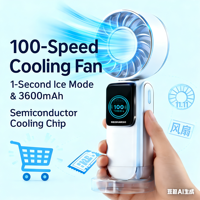 Silent Mini Cooling Fan, 5-Speed & One-Touch Cool Mode - 3600mAh, Foldable Neck Hanging Phone Stand, Portable for Office Outdoor
